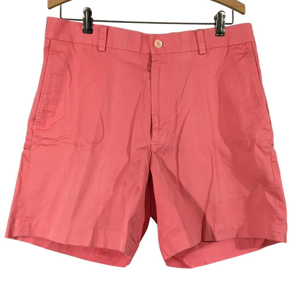 Southern Tide Channel Marker‎ II Coral Pink Flat Front Chino Shorts Mens Size 33